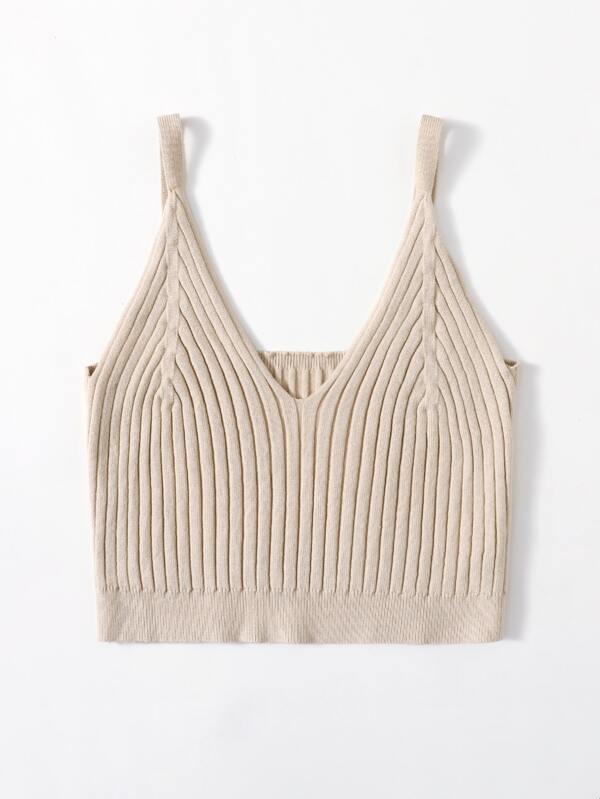Solid Crop Rib-Knit Top - INS | Online Fashion Free Shipping Clothing, Dresses, Tops, Shoes
