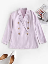 Solid Double Breasted Blazer - INS | Online Fashion Free Shipping Clothing, Dresses, Tops, Shoes