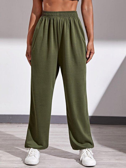 Solid Elastic Waist Sports Pant - INS | Online Fashion Free Shipping Clothing, Dresses, Tops, Shoes