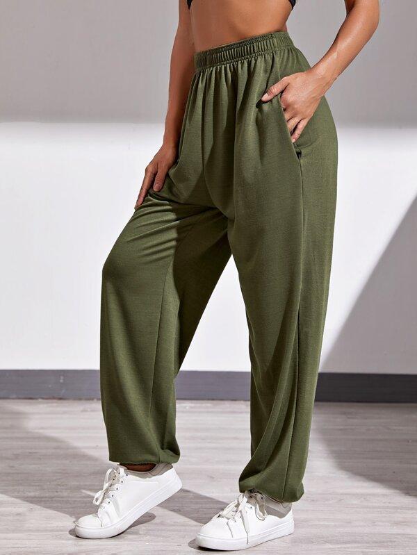 Solid Elastic Waist Sports Pant - INS | Online Fashion Free Shipping Clothing, Dresses, Tops, Shoes