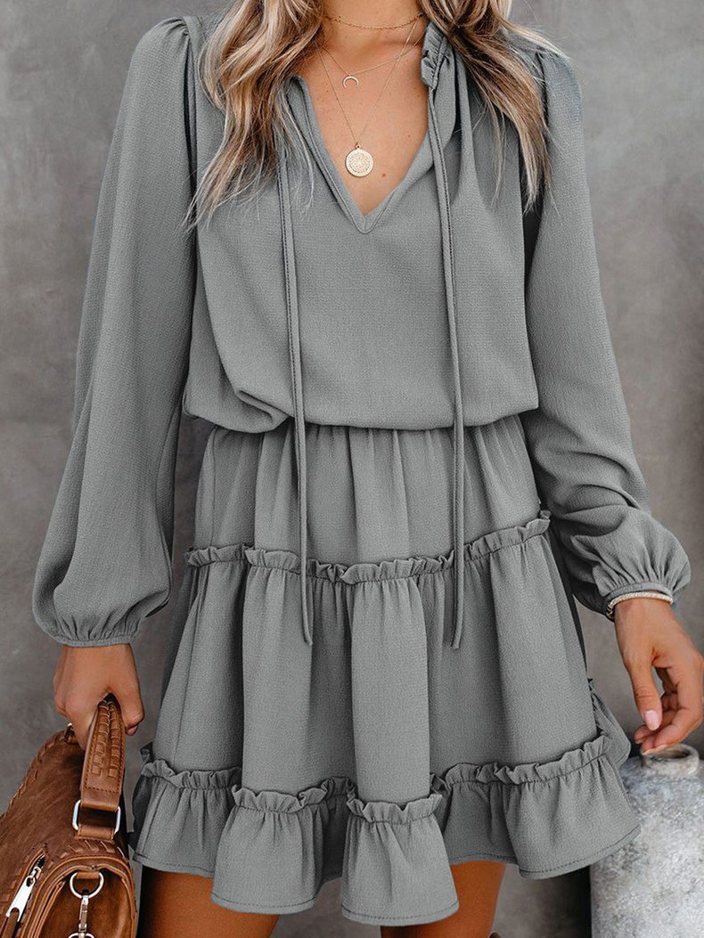 Solid High Waist Long Sleeve Pullover Dress - Mini Dresses - INS | Online Fashion Free Shipping Clothing, Dresses, Tops, Shoes - 06/07/2021 - 30-40 - color-black