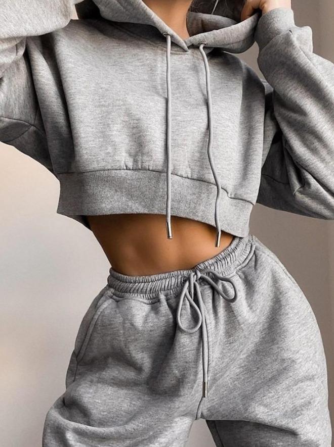Solid Hooded Drawstring Top & Pants Set - Sets - INS | Online Fashion Free Shipping Clothing, Dresses, Tops, Shoes - #VANSSSA15 - 02/19/2021 - 2 piece sets