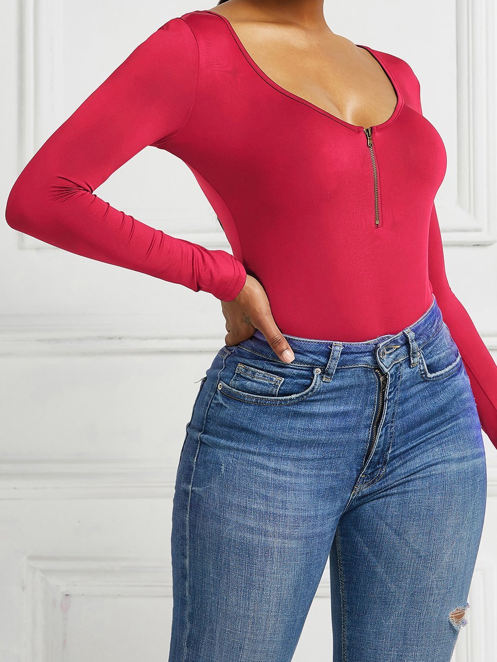 Solid Long Sleeve Round Neck Bodysuits - Jumpsuits & Rompers - INS | Online Fashion Free Shipping Clothing, Dresses, Tops, Shoes - 10-20 - 24/06/2021 - Bottom