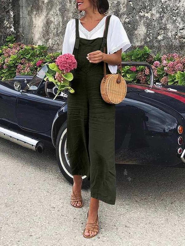 Solid Loose Straight-leg Casual Overalls - Jumpsuits & Rompers - INS | Online Fashion Free Shipping Clothing, Dresses, Tops, Shoes - 17/07/2021 - 20-30 - Bottoms