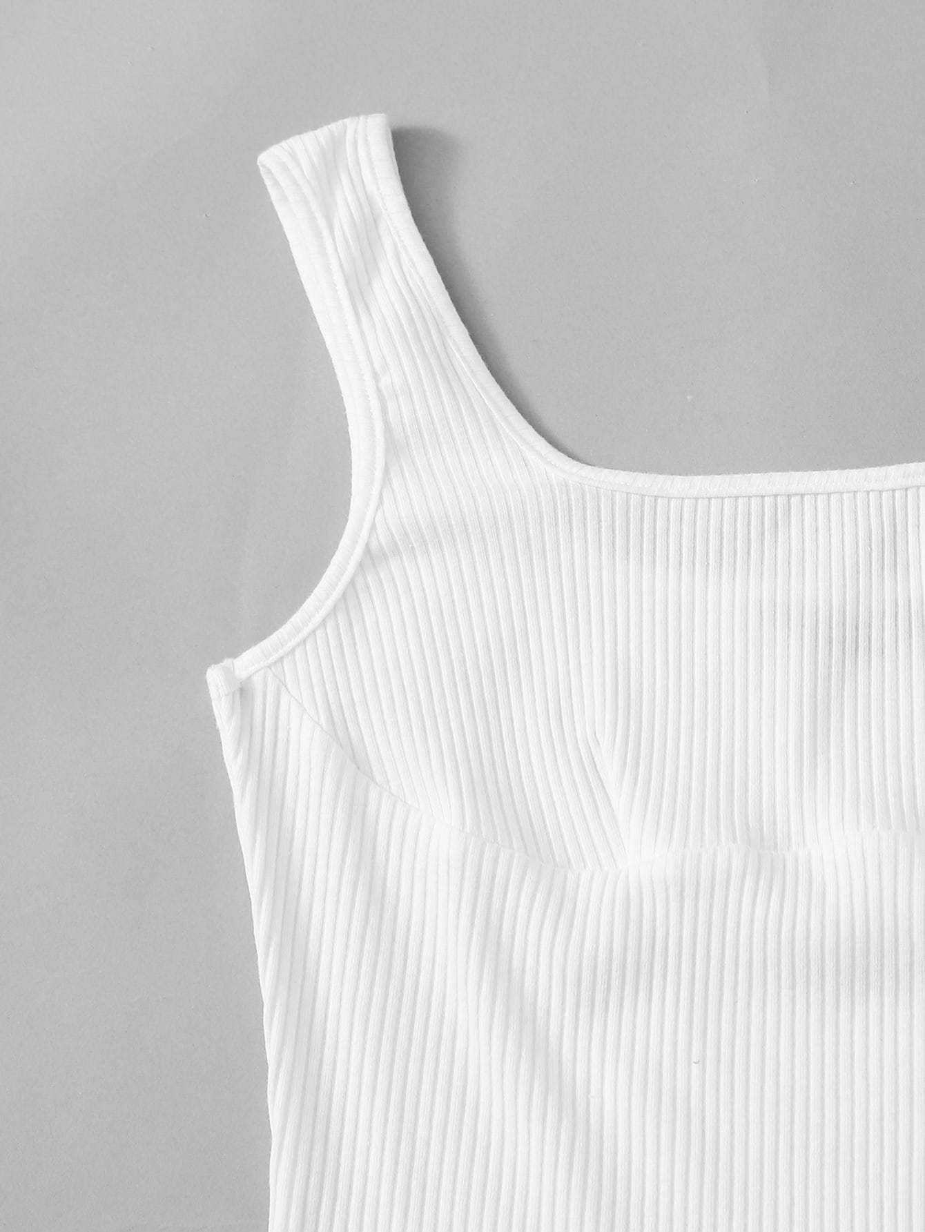 Solid Rib-knit Tank Bodysuit - INS | Online Fashion Free Shipping Clothing, Dresses, Tops, Shoes