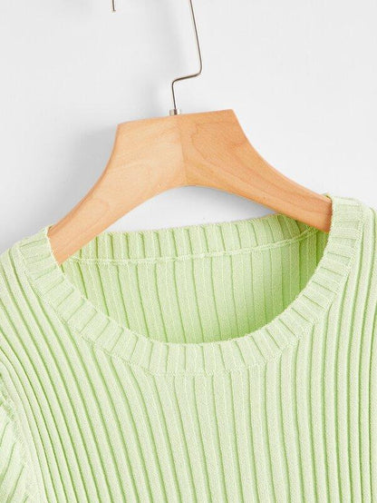 Solid Ribbed Knit Top - INS | Online Fashion Free Shipping Clothing, Dresses, Tops, Shoes