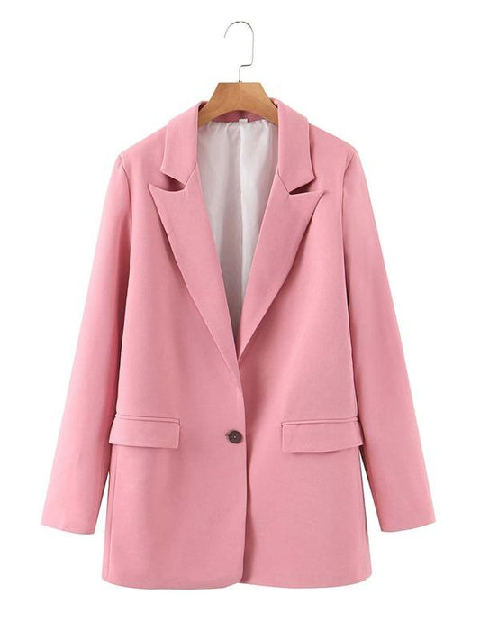 Solid Single Button Blazer - INS | Online Fashion Free Shipping Clothing, Dresses, Tops, Shoes
