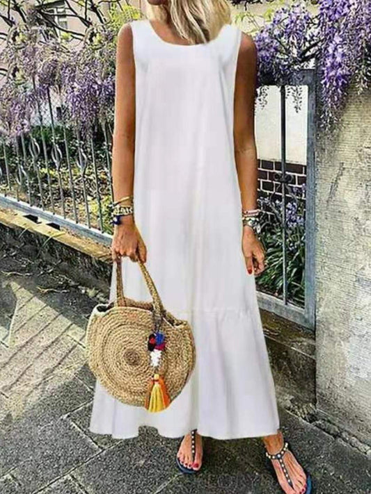 Solid Sleeveless Big Swing Loose Dress - Maxi Dresses - INS | Online Fashion Free Shipping Clothing, Dresses, Tops, Shoes - 10-20 - 23/07/2021 - color-black