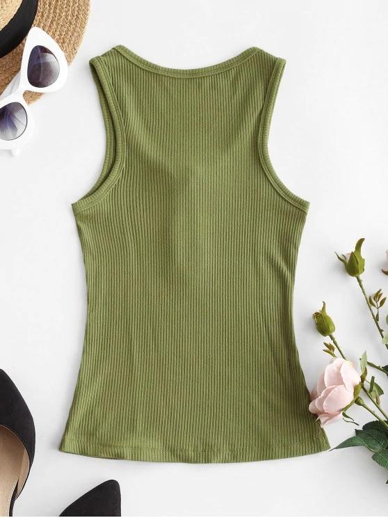 Solid Snap Button Ribbed Tank Top - INS | Online Fashion Free Shipping Clothing, Dresses, Tops, Shoes