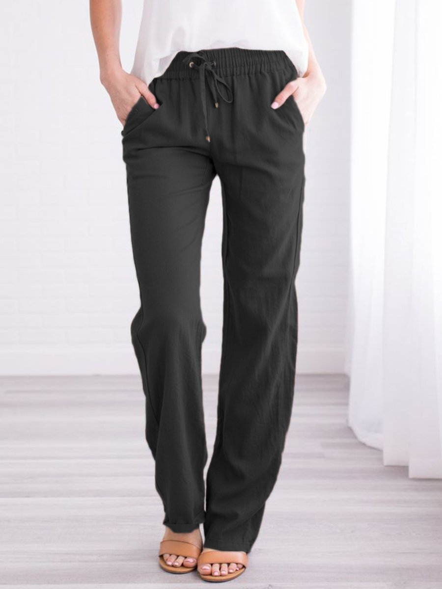 Solid Tie Casual Wide-leg Trousers - Pants - MsDressly | Online Fashion Free Shipping Clothing, Dresses, Tops, Shoes - 10-20 - 15/07/ - Bottoms