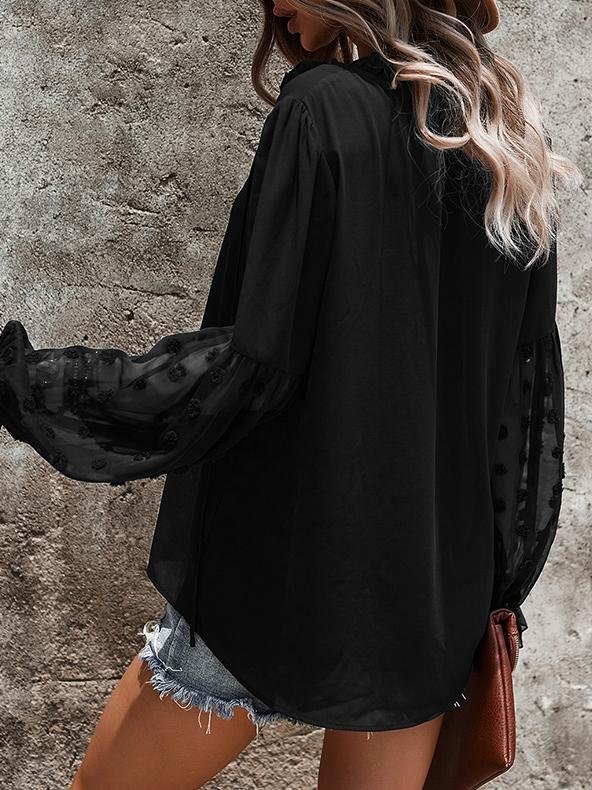 Solid Tie V Neck Splicing Elegant Casual Women's Blouse - Blouses - INS | Online Fashion Free Shipping Clothing, Dresses, Tops, Shoes - 20-30 - 21/07/2021 - BLO2107211240