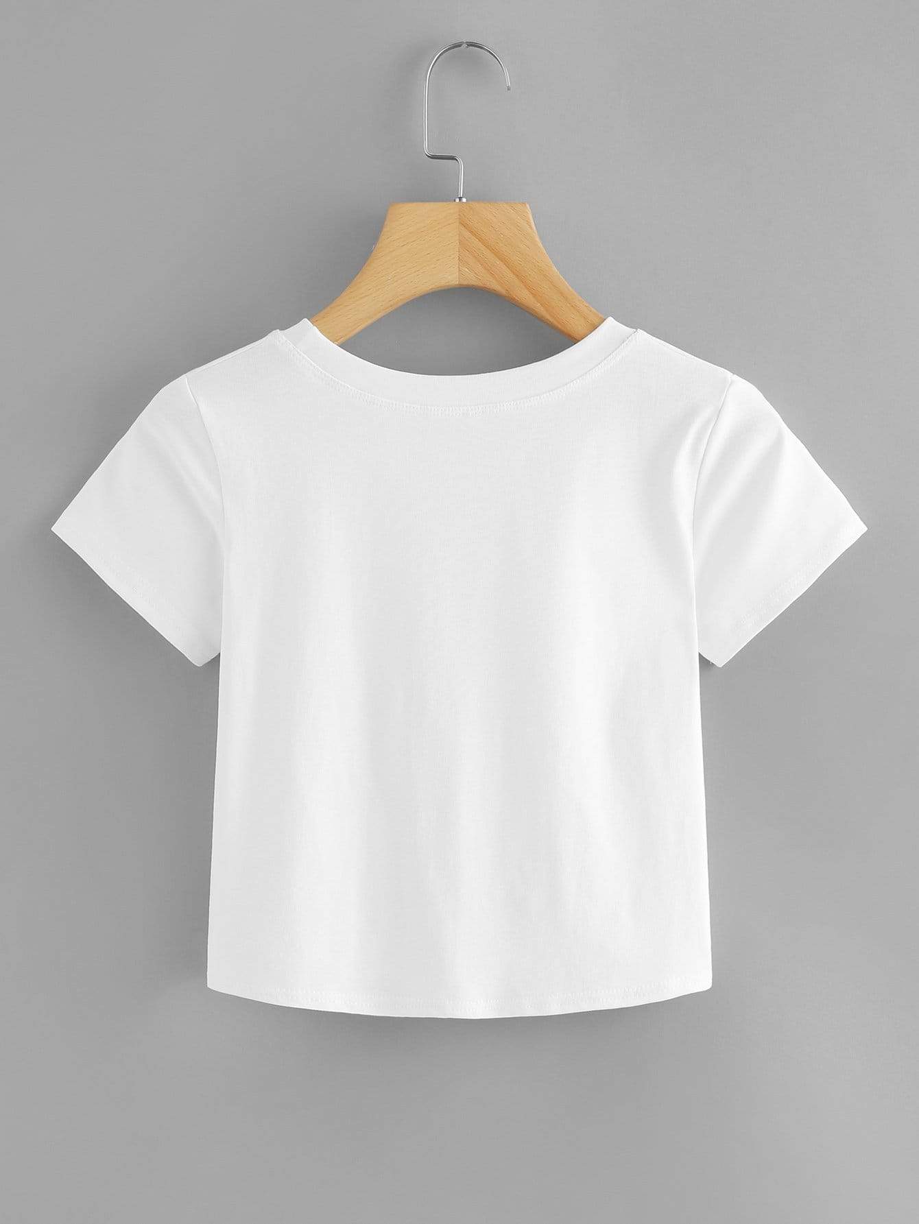 Solid Twist-Front Cropped Tee - INS | Online Fashion Free Shipping Clothing, Dresses, Tops, Shoes