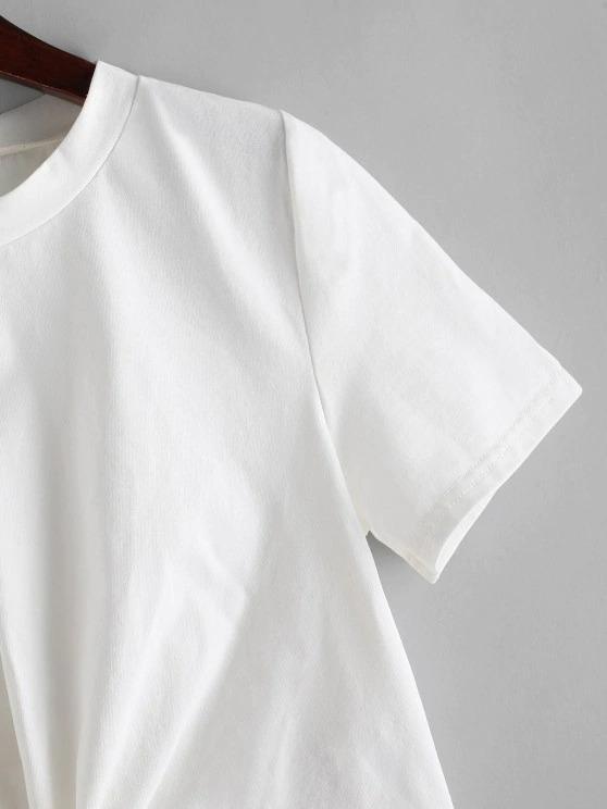 Solid Twist Hem Cropped Tee - INS | Online Fashion Free Shipping Clothing, Dresses, Tops, Shoes