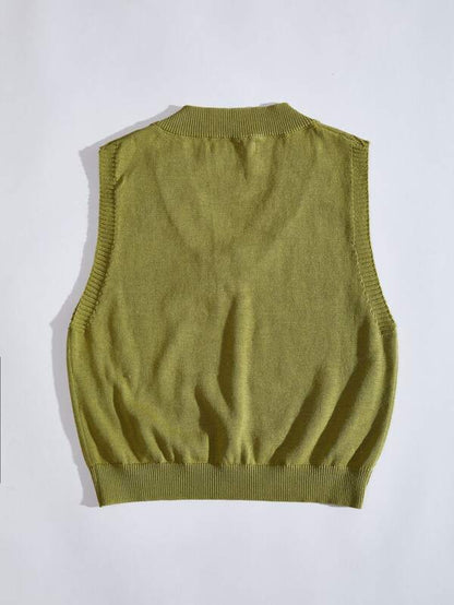 Solid V Neck Sweater Vest - INS | Online Fashion Free Shipping Clothing, Dresses, Tops, Shoes