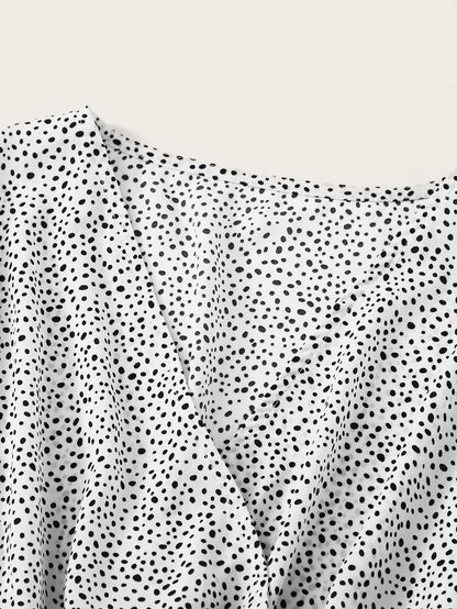 Speckled Smocked Long Sleeve Top - INS | Online Fashion Free Shipping Clothing, Dresses, Tops, Shoes