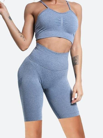 Sports Shorts Fitness Yoga Three-quarter Pants Seamless Bra 2-piece Suit - Yoga Sets - INS | Online Fashion Free Shipping Clothing, Dresses, Tops, Shoes - 13/05/2021 - 13052021 - 130521