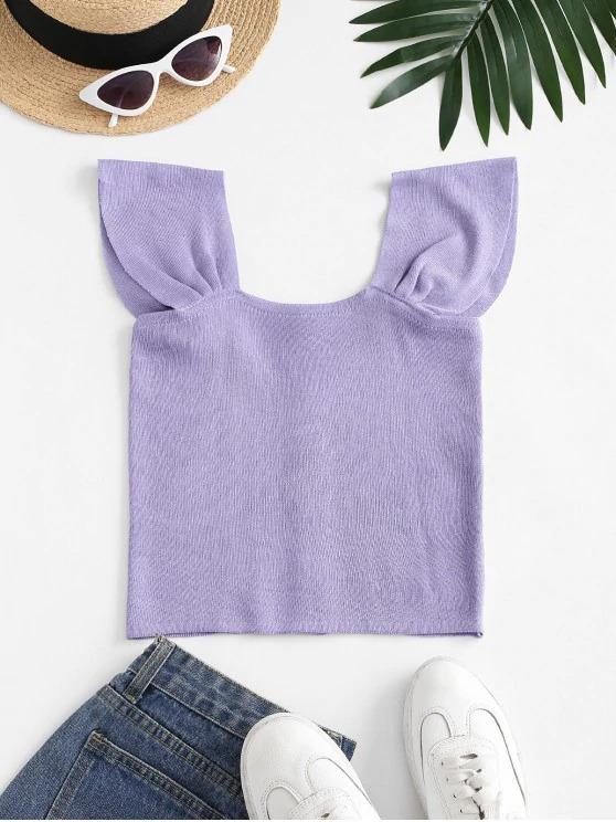 Square Neck Knitted Crop Tank Top - INS | Online Fashion Free Shipping Clothing, Dresses, Tops, Shoes