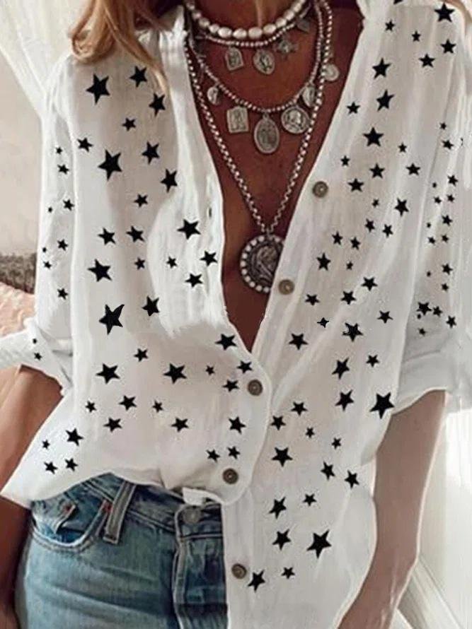 Stand-up Collar Long-sleeved Printed Loose Shirt - Blouses - INS | Online Fashion Free Shipping Clothing, Dresses, Tops, Shoes - 20-30 - 26/07/2021 - BLO2107261264