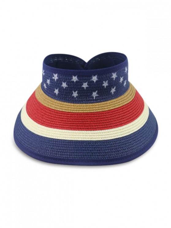 Star And Striped Foldable Visor Straw Hat - LuckyFash™
