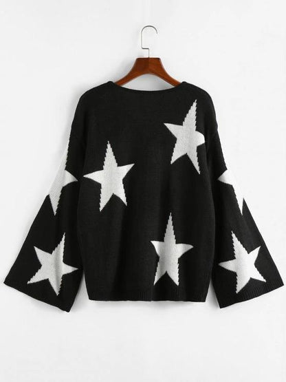 Star Flare Sleeve Jumper Sweater - INS | Online Fashion Free Shipping Clothing, Dresses, Tops, Shoes