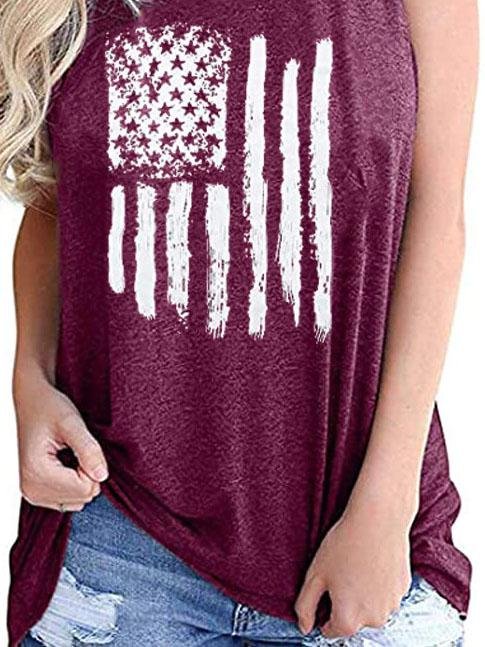 Star Stripe Print Crew Neck Tank Top - Tanks - INS | Online Fashion Free Shipping Clothing, Dresses, Tops, Shoes - 01/06/2021 - Category_Tanks - Color_Blue