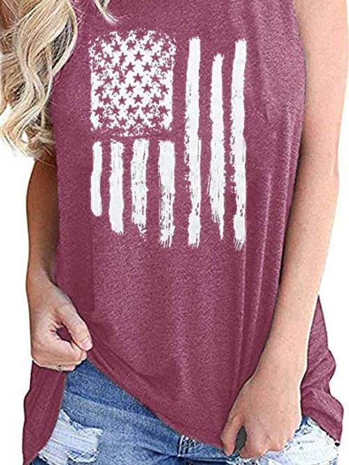 Star Stripe Print Crew Neck Tank Top - Tanks - INS | Online Fashion Free Shipping Clothing, Dresses, Tops, Shoes - 01/06/2021 - Category_Tanks - Color_Blue