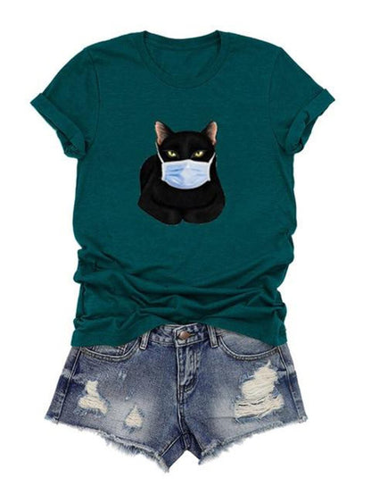 Stay at Home Cat Mom T-shirt - T-Shirts - INS | Online Fashion Free Shipping Clothing, Dresses, Tops, Shoes - Cat - Color_Black - GMC-black-cat-series