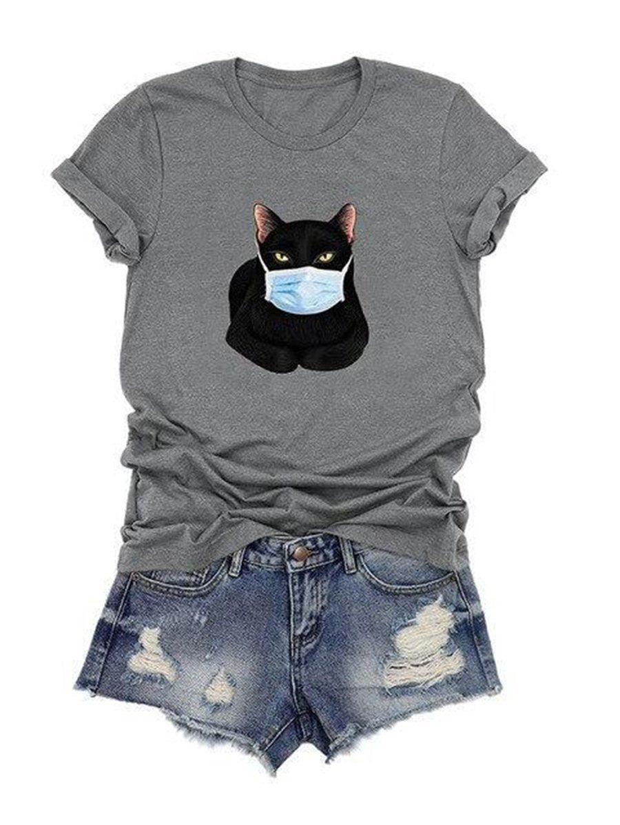 Stay at Home Cat Mom T-shirt - T-Shirts - INS | Online Fashion Free Shipping Clothing, Dresses, Tops, Shoes - Cat - Color_Black - GMC-black-cat-series