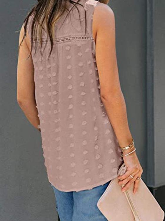 Stitched Polka Dot Bohemian Chiffon Vest - Tank Tops - INS | Online Fashion Free Shipping Clothing, Dresses, Tops, Shoes - 16/07/2021 - 20-30 - color-black