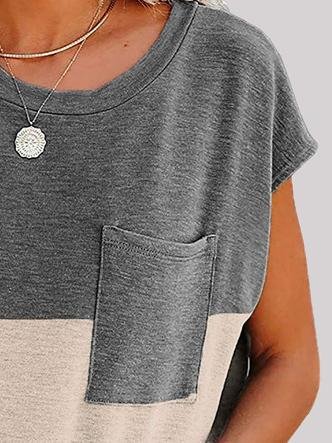 Stitching Printed Short Sleeve T-shirt - T-Shirt - INS | Online Fashion Free Shipping Clothing, Dresses, Tops, Shoes - 02/06/2021 - Color_Gray - Color_Khkai