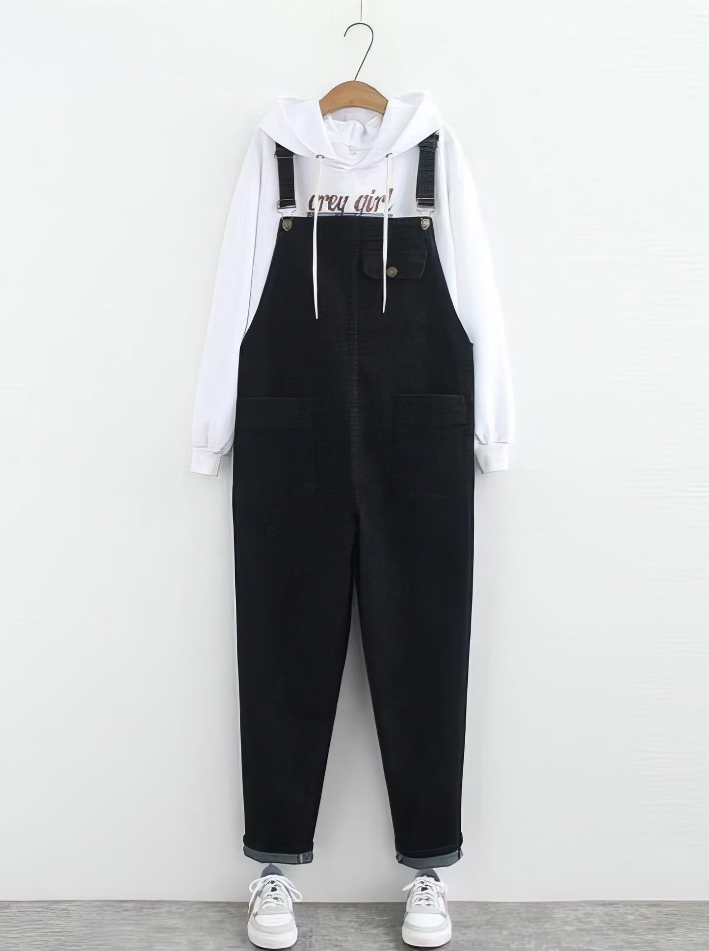 Plus Jumpsuits - Straight Plus Size Curve Dark-Wash Plus-Size Jean Overalls - MsDressly