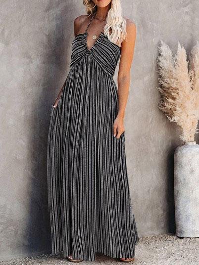 Strap Deep V Neck Sleeveless Split Dress - Maxi Dresses - INS | Online Fashion Free Shipping Clothing, Dresses, Tops, Shoes - 12/07/2021 - 30-40 - Category_Maxi Dresses