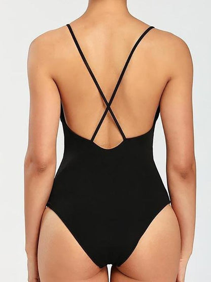 Strap Tie Front Hollow Triangle One-piece Swimsuit - Swimsuits - INS | Online Fashion Free Shipping Clothing, Dresses, Tops, Shoes - 06/04/2021 - AMZ - Bandage