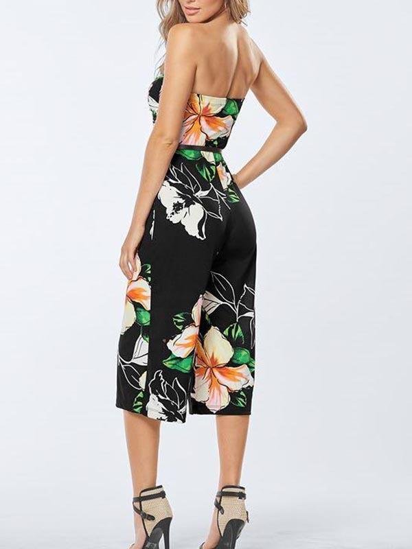 Strapless Culotte Jumpsuit - Jumpsuits & Rompers - INS | Online Fashion Free Shipping Clothing, Dresses, Tops, Shoes - 02/27/2021 - Black Multi(BKMU) - Bottoms