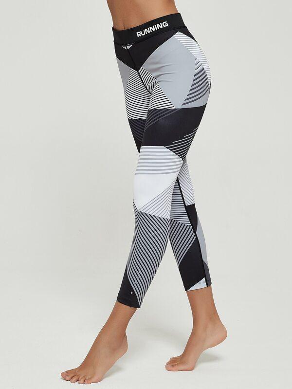 Striped Colorblock Capris Sports Leggings - INS | Online Fashion Free Shipping Clothing, Dresses, Tops, Shoes