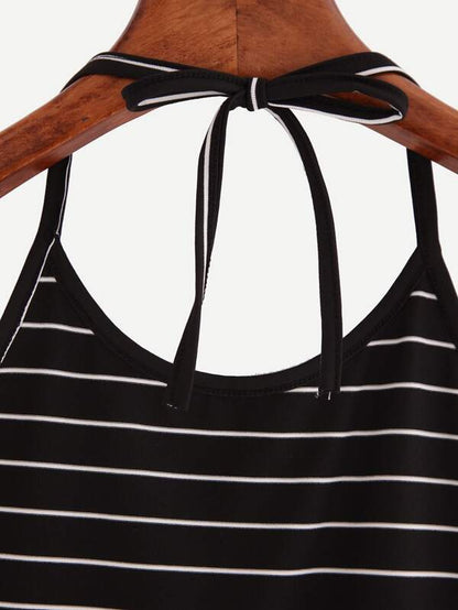 Striped Cropped Halter Top - INS | Online Fashion Free Shipping Clothing, Dresses, Tops, Shoes