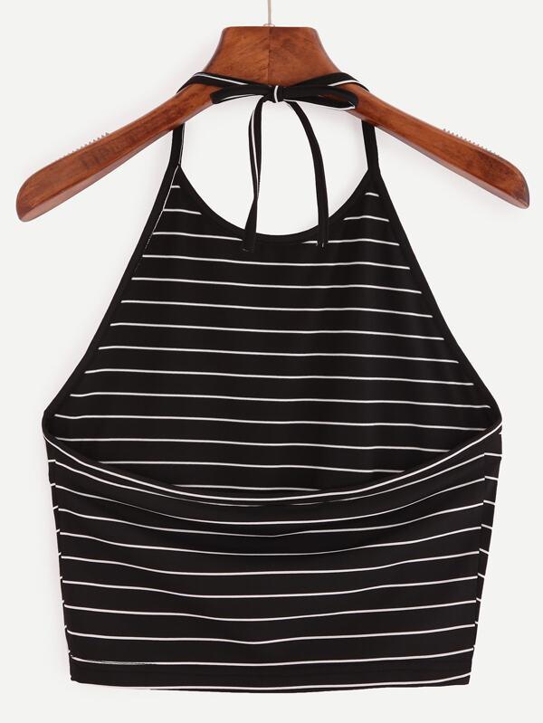 Striped Cropped Halter Top - INS | Online Fashion Free Shipping Clothing, Dresses, Tops, Shoes