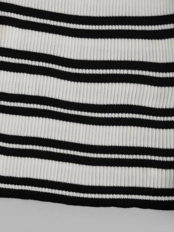 Striped Ribbed Half Zip Jumper Sweater - INS | Online Fashion Free Shipping Clothing, Dresses, Tops, Shoes