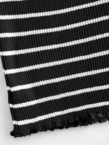 Striped Ribbed Lettuce Off Shoulder Tee - INS | Online Fashion Free Shipping Clothing, Dresses, Tops, Shoes