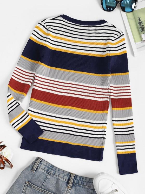 Striped Ribbed Slim Sweater - INS | Online Fashion Free Shipping Clothing, Dresses, Tops, Shoes