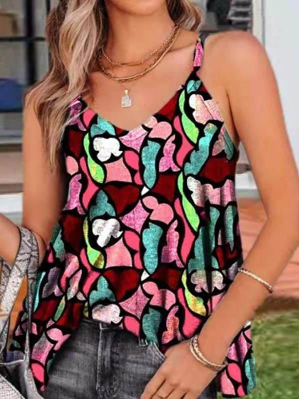 Summer Loose Print Camisole Vest - Tank Tops - INS | Online Fashion Free Shipping Clothing, Dresses, Tops, Shoes - 04/06/2021 - Color_Blue - Color_Gray