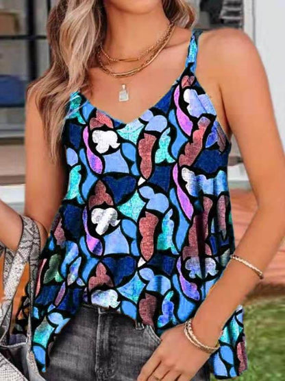 Summer Loose Print Camisole Vest - Tank Tops - INS | Online Fashion Free Shipping Clothing, Dresses, Tops, Shoes - 04/06/2021 - Color_Blue - Color_Gray