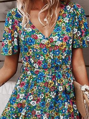 Summer New Fashion Floral Dress - Midi Dresses - INS | Online Fashion Free Shipping Clothing, Dresses, Tops, Shoes - 18/06/2021 - 20-30 - color-blue