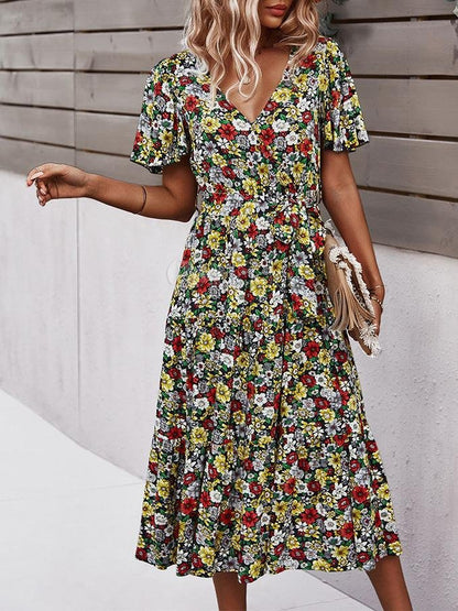 Summer New Fashion Floral Dress - Midi Dresses - INS | Online Fashion Free Shipping Clothing, Dresses, Tops, Shoes - 18/06/2021 - 20-30 - color-blue