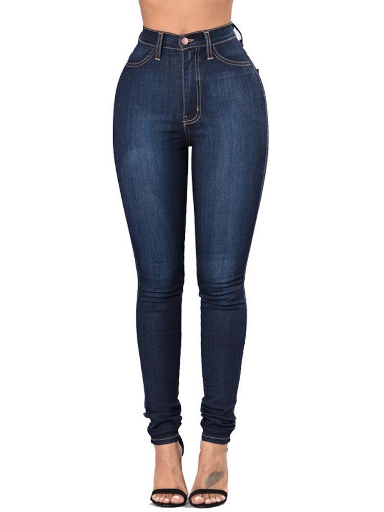Summer Women Casual High Waist Stretch Skinny Jeans Washed Denim - Jeans - INS | Online Fashion Free Shipping Clothing, Dresses, Tops, Shoes - 15/03/2021 - 2XL - 3XL