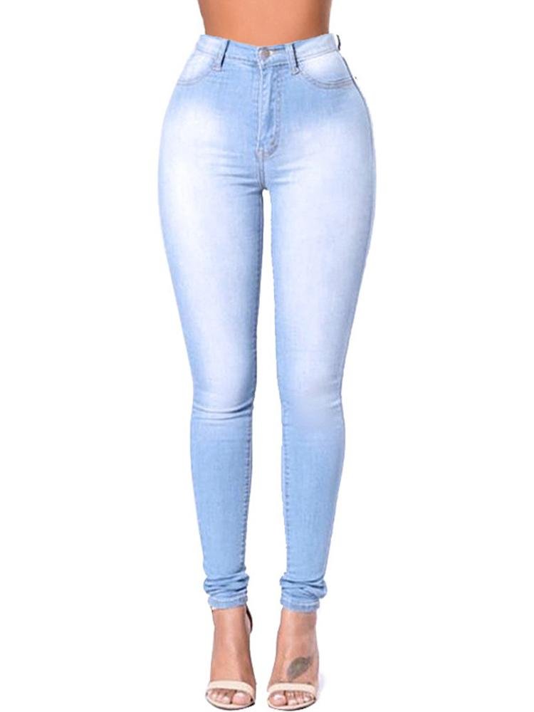 Summer Women Casual High Waist Stretch Skinny Jeans Washed Denim - Jeans - INS | Online Fashion Free Shipping Clothing, Dresses, Tops, Shoes - 15/03/2021 - 2XL - 3XL