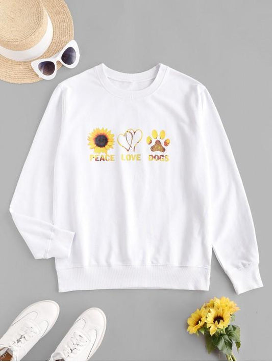 Sunflower Graphic French Terry Sweatshirt - INS | Online Fashion Free Shipping Clothing, Dresses, Tops, Shoes