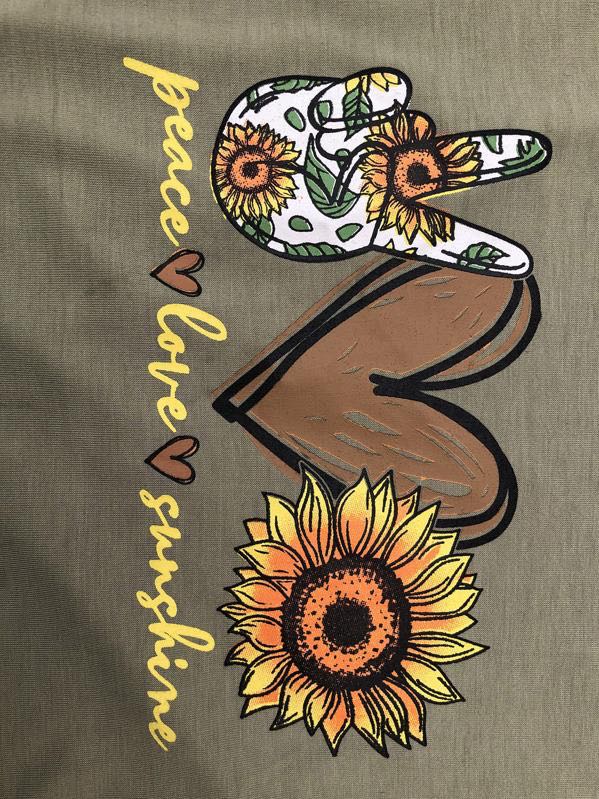 Sunflower & Letter Graphic Tee - INS | Online Fashion Free Shipping Clothing, Dresses, Tops, Shoes