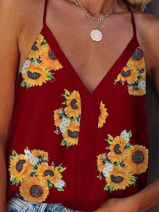 Sunflower V-neck Strap Tank Top - Tank Tops - INS | Online Fashion Free Shipping Clothing, Dresses, Tops, Shoes - 10-20 - 18/06/2021 - color-blue