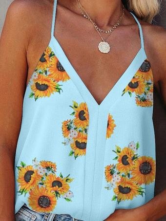 Sunflower V-neck Strap Tank Top - Tank Tops - INS | Online Fashion Free Shipping Clothing, Dresses, Tops, Shoes - 10-20 - 18/06/2021 - color-blue